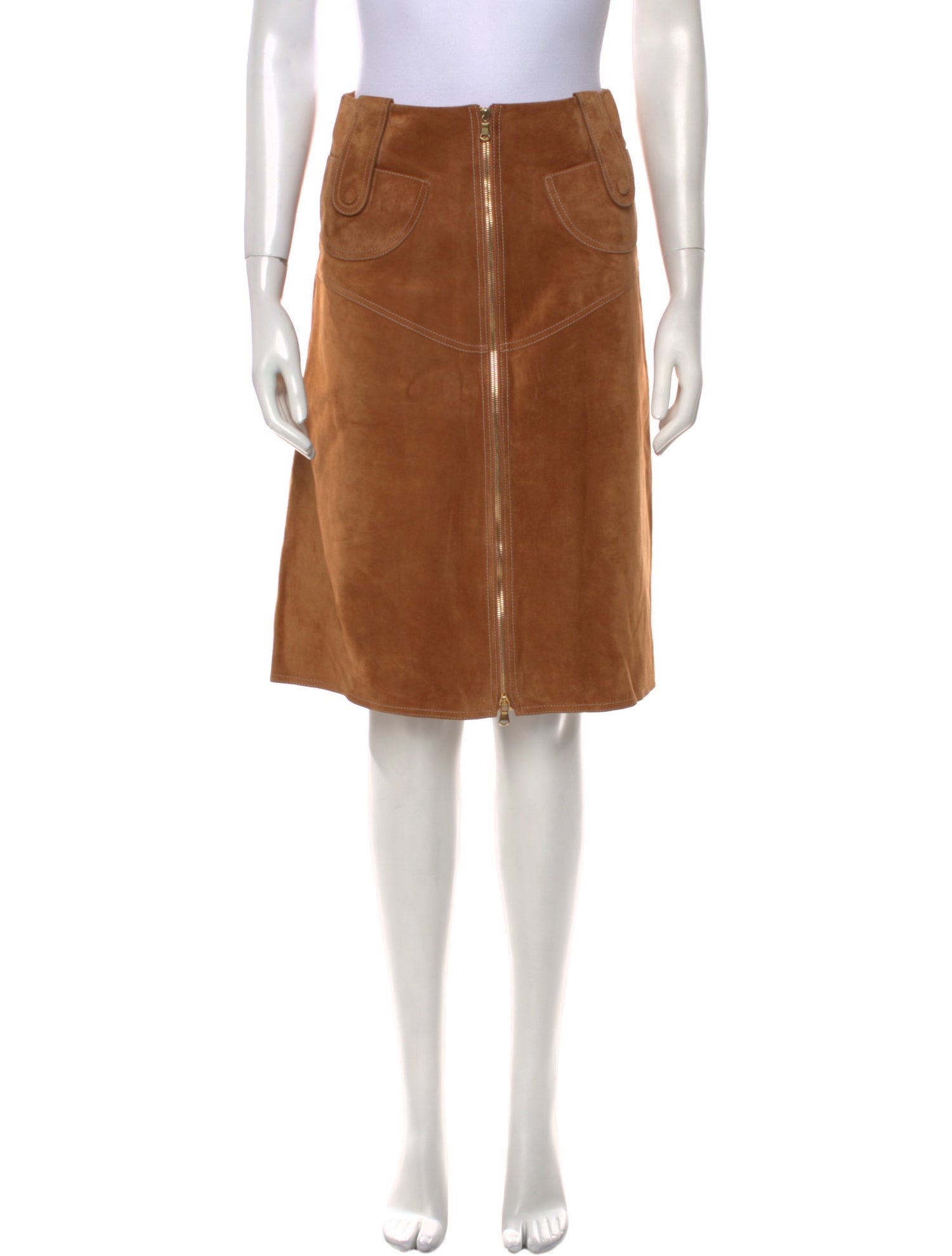 Derek Lam Calfskin Knee-Length Skirt