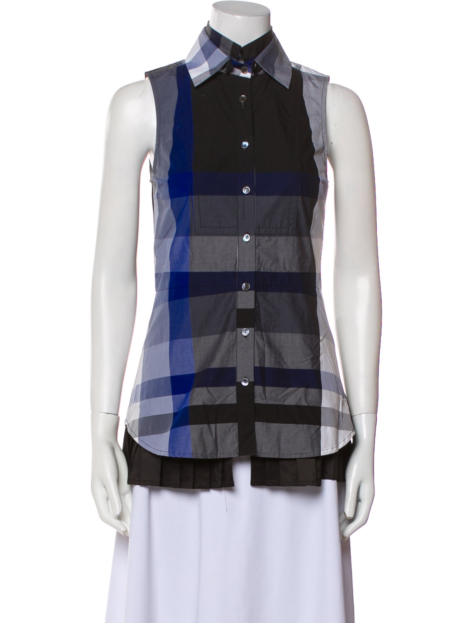 Derek Lam Colorblock Pattern Sleeveless Button-Up Top