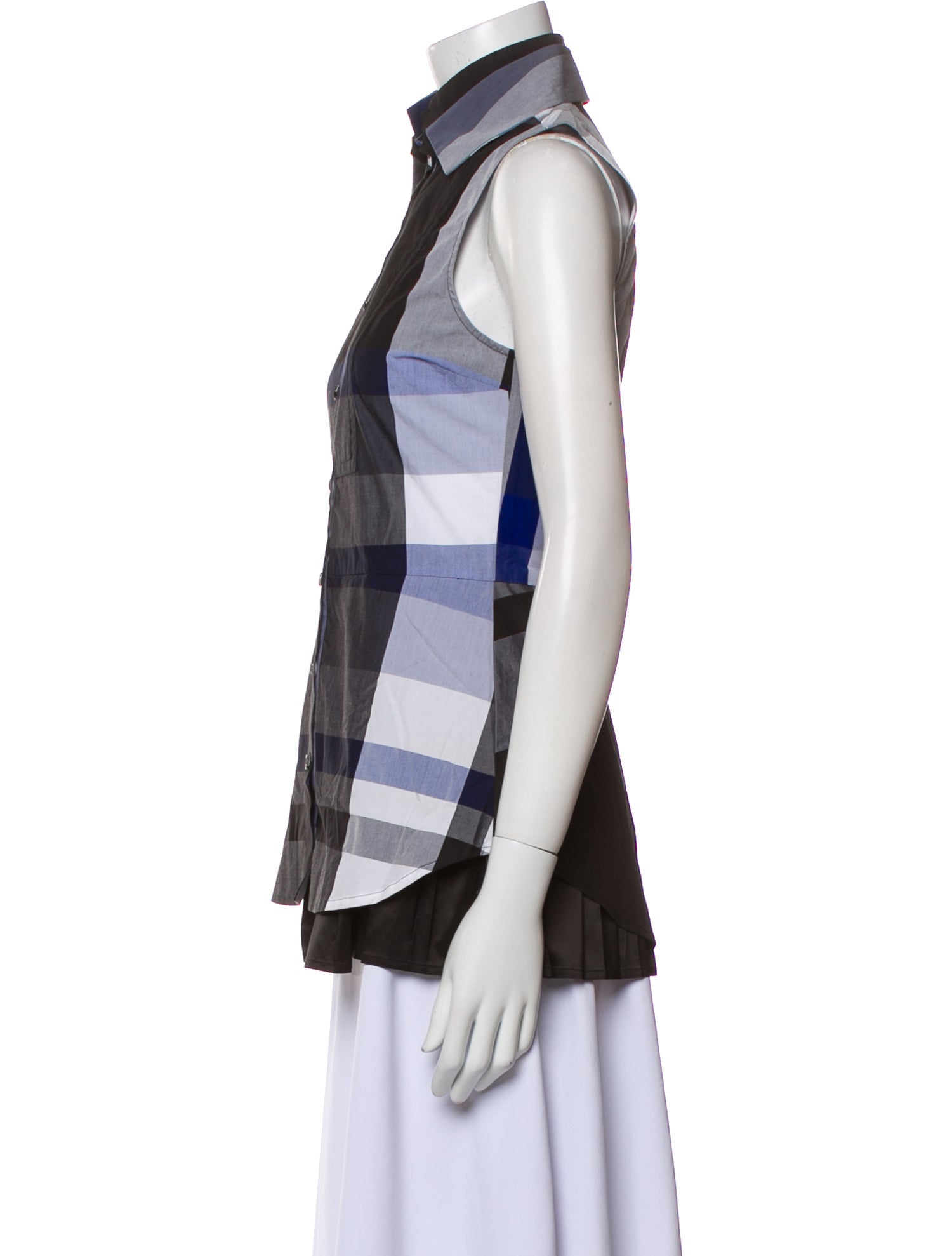 Derek Lam Colorblock Pattern Sleeveless Button-Up Top