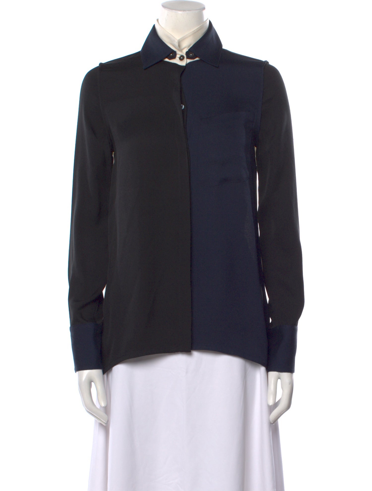 Derek Lam Silk Long Sleeve Button-Up Top