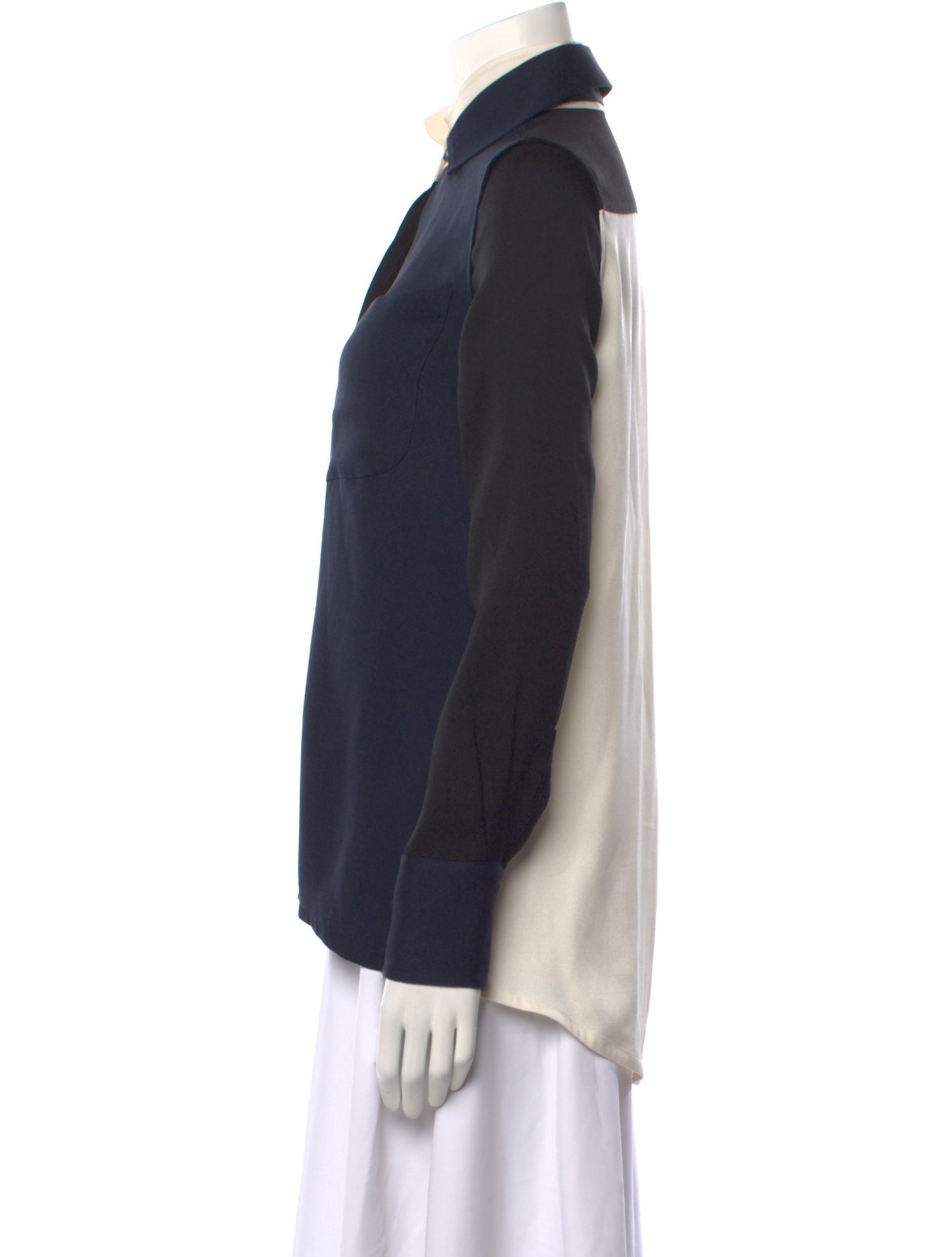 Derek Lam Silk Long Sleeve Button-Up Top