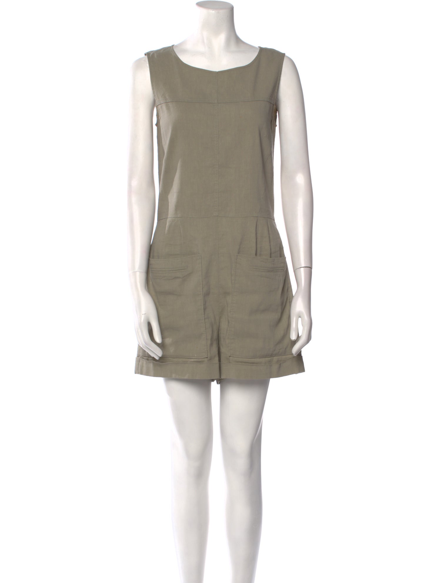 Derek Lam Linen Scoop Neck Romper