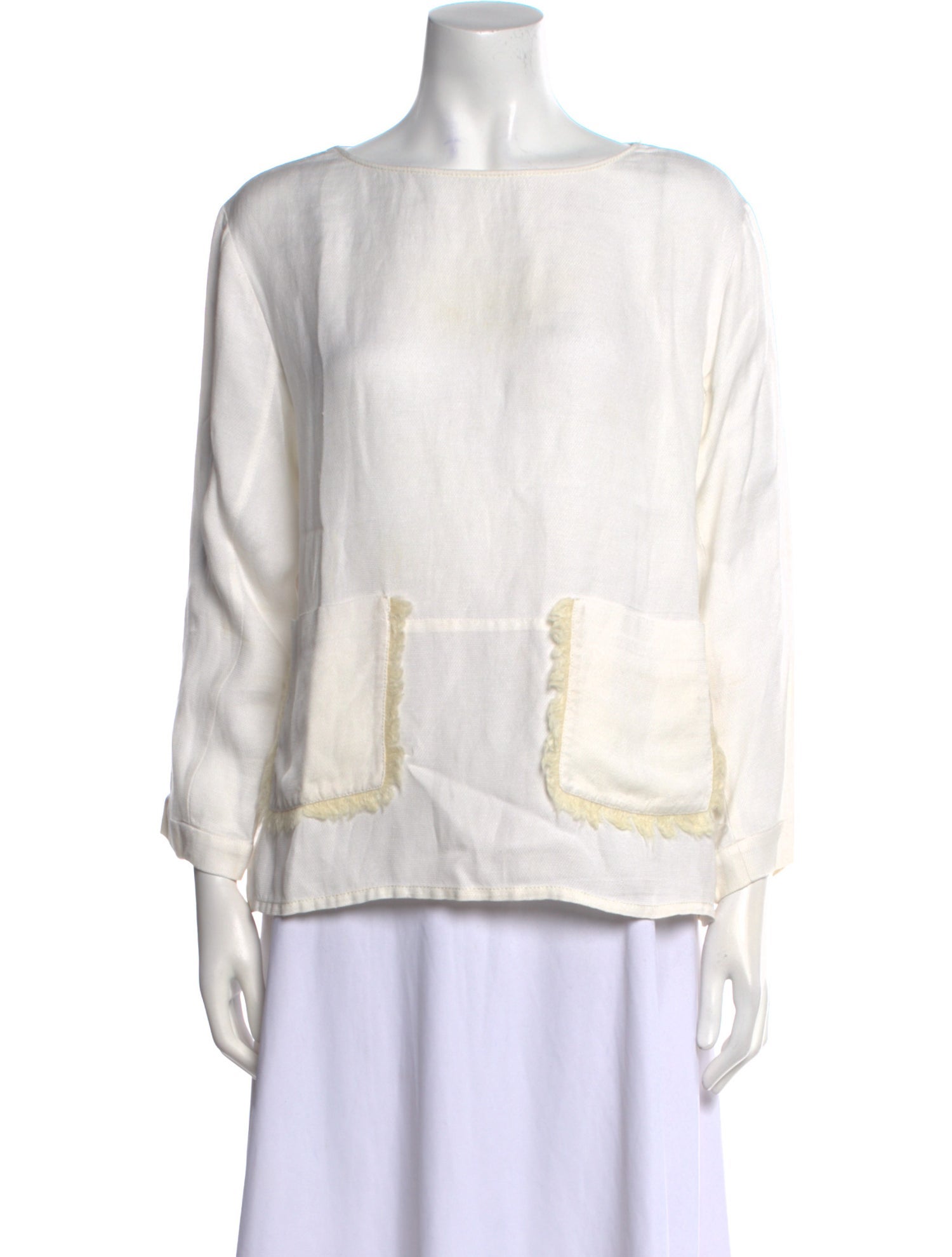 Derek Lam Linen Bateau Neckline Blouse