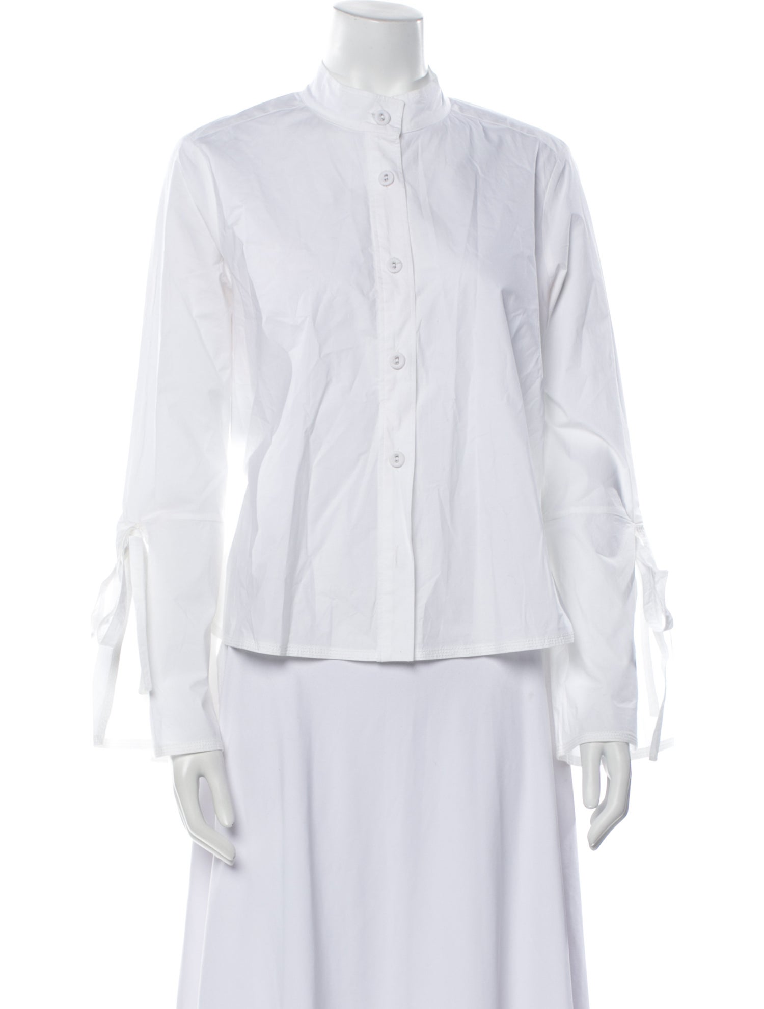 Derek Lam Mock Neck Long Sleeve Button-Up Top