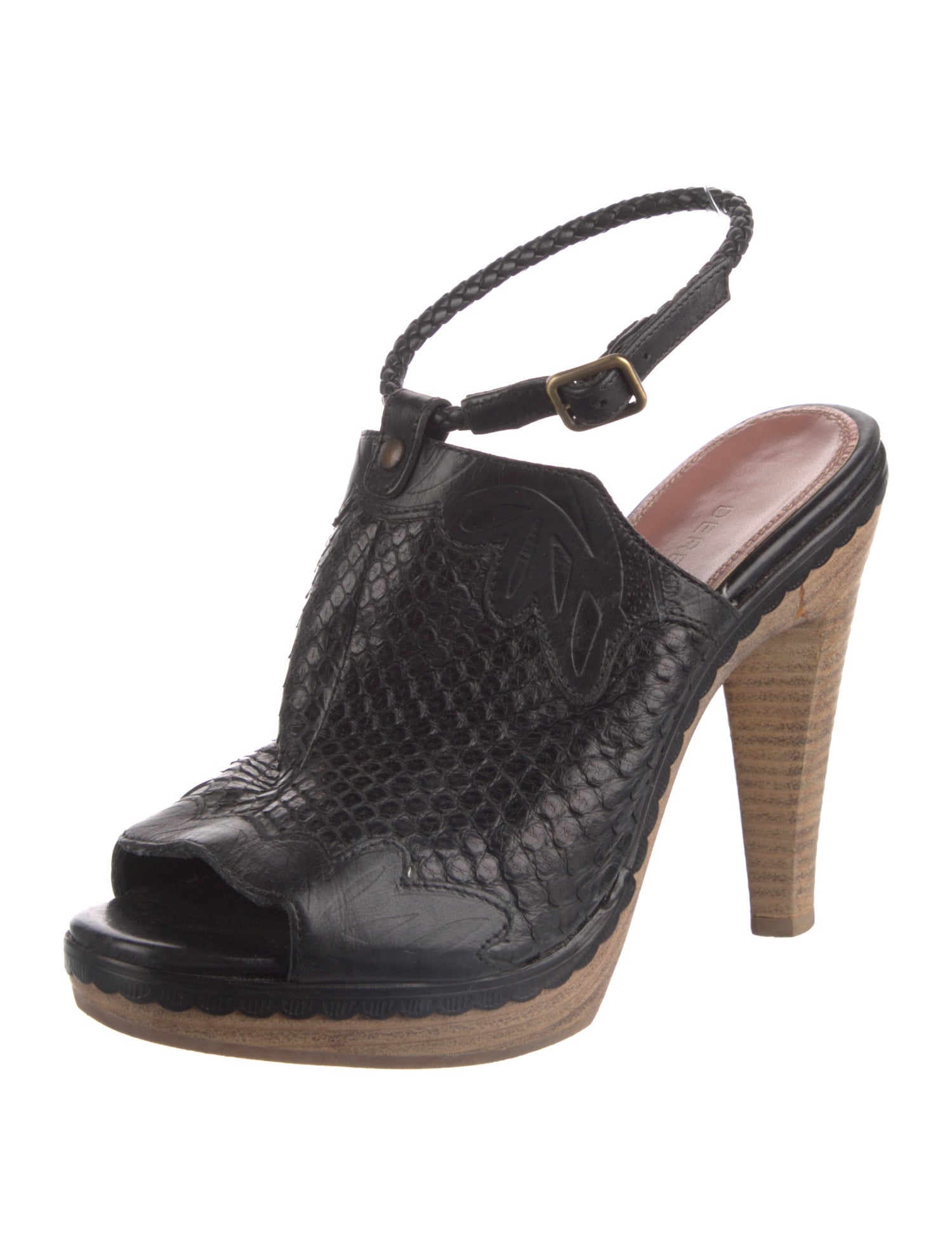 Derek Lam Leather Scalloped Accent Slingback Sandals