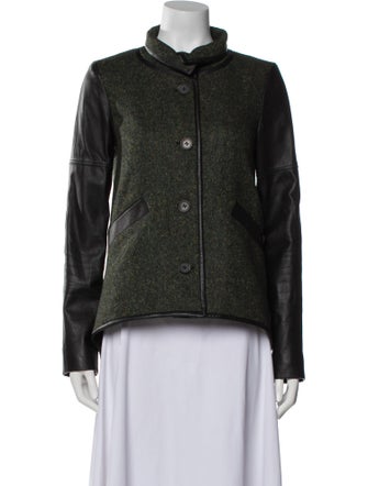 Derek Lam Leather Tweed Pattern Jacket