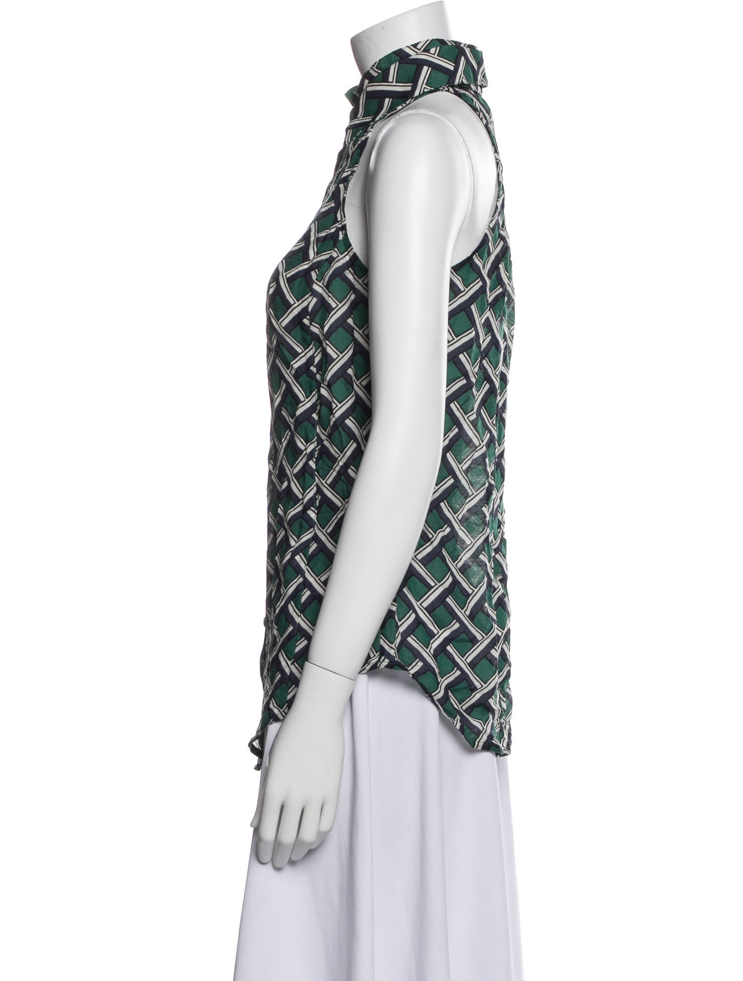 Derek Lam Wool Printed Button-Up Top