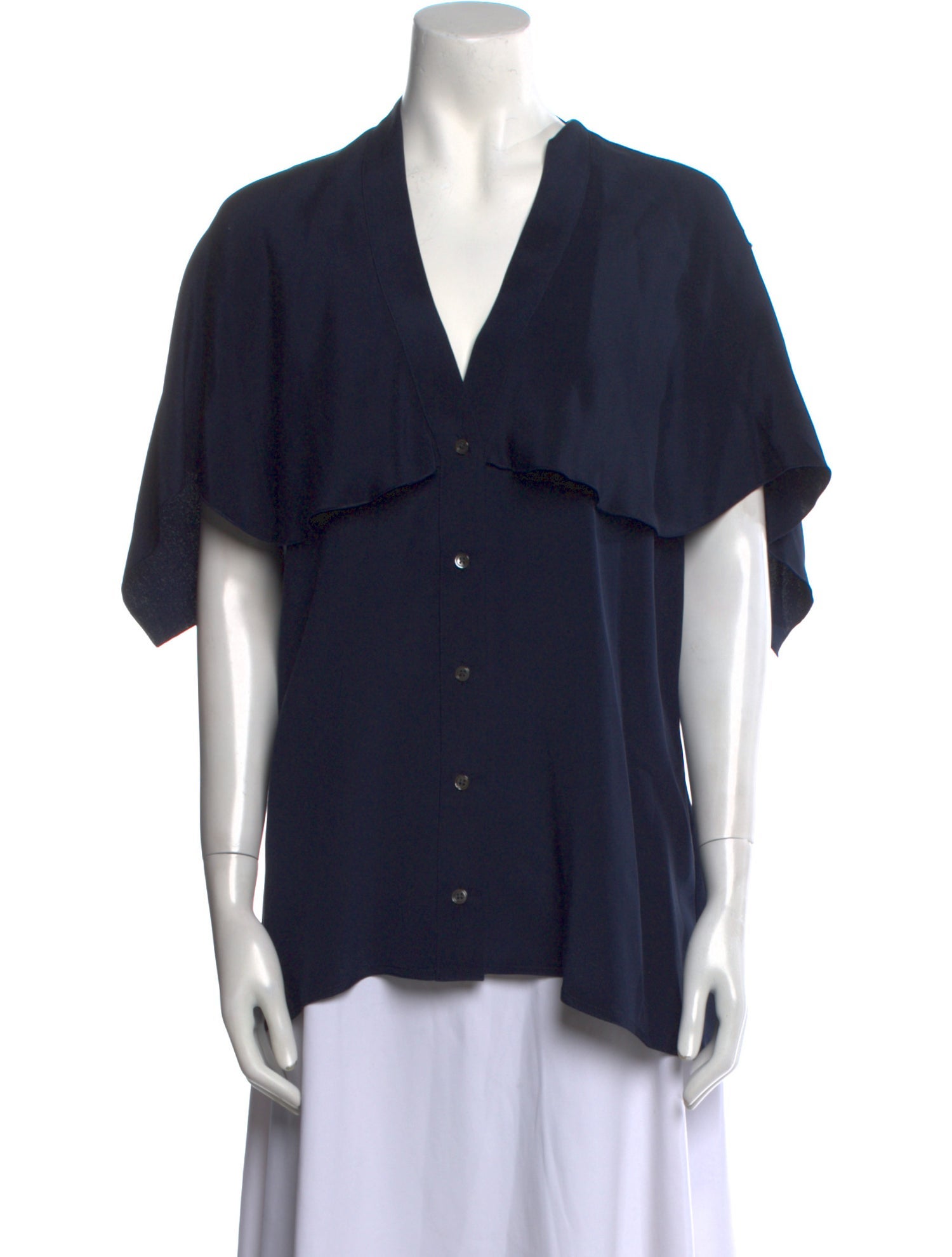 Derek Lam Silk V-Neck Button-Up Top w/ Tags