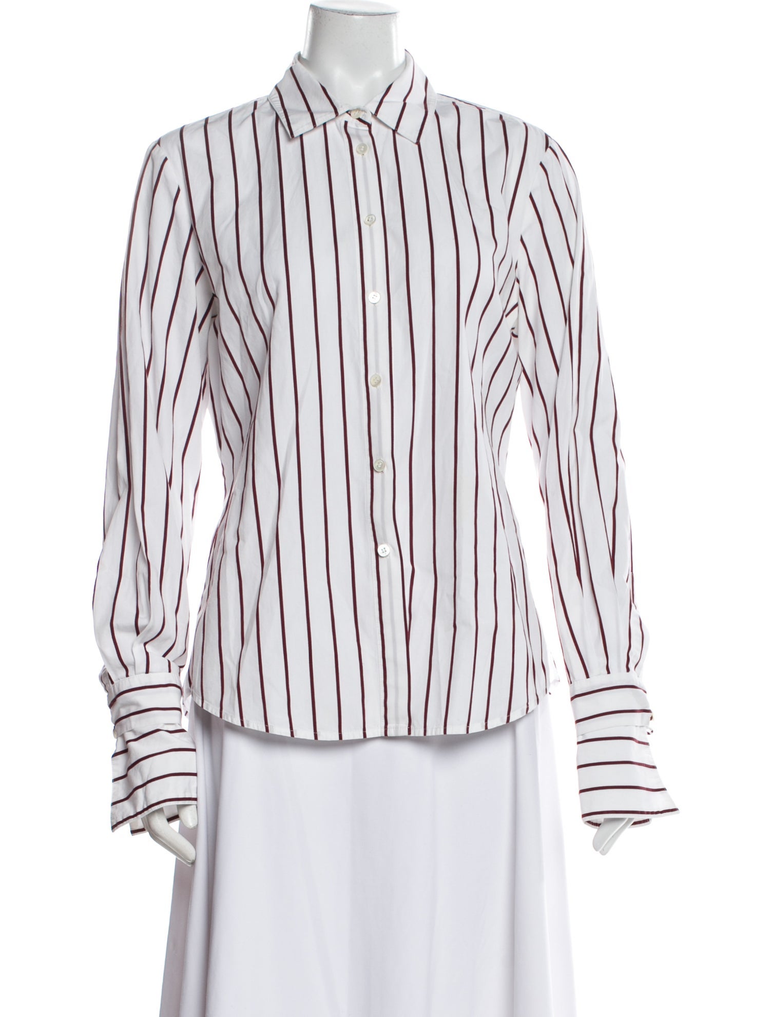 Derek Lam Striped Long Sleeve Button-Up Top