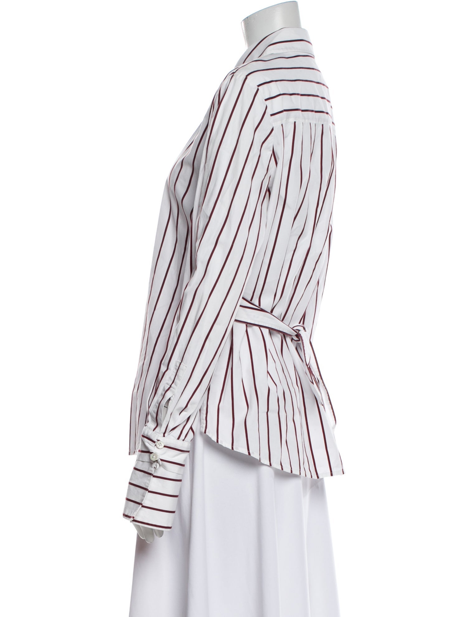 Derek Lam Striped Long Sleeve Button-Up Top
