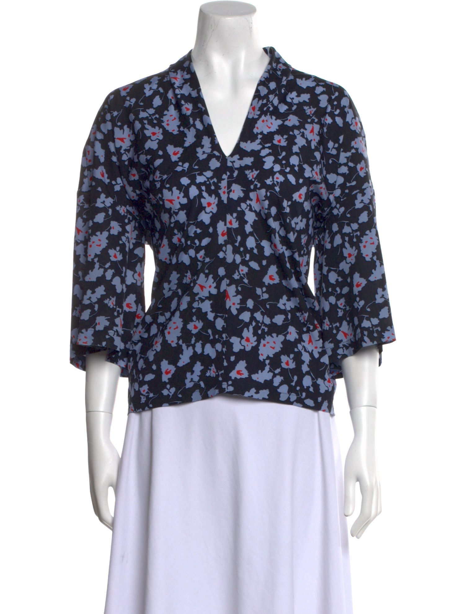 Derek Lam Floral Print V-Neck Blouse