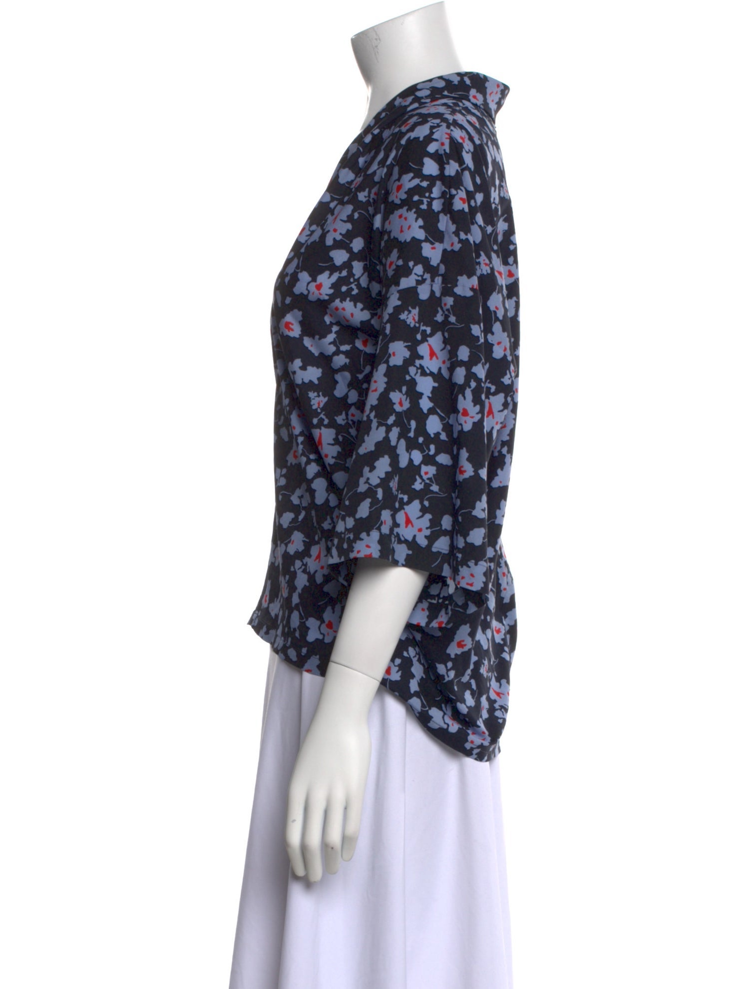 Derek Lam Floral Print V-Neck Blouse