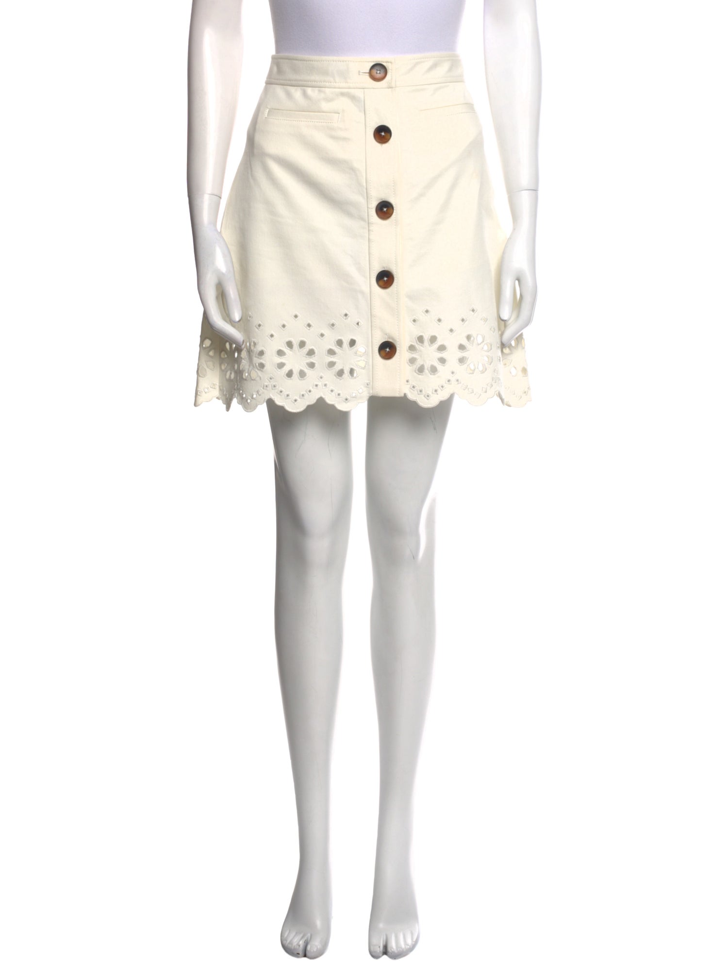 Derek Lam Eyelet Trim Mini Skirt