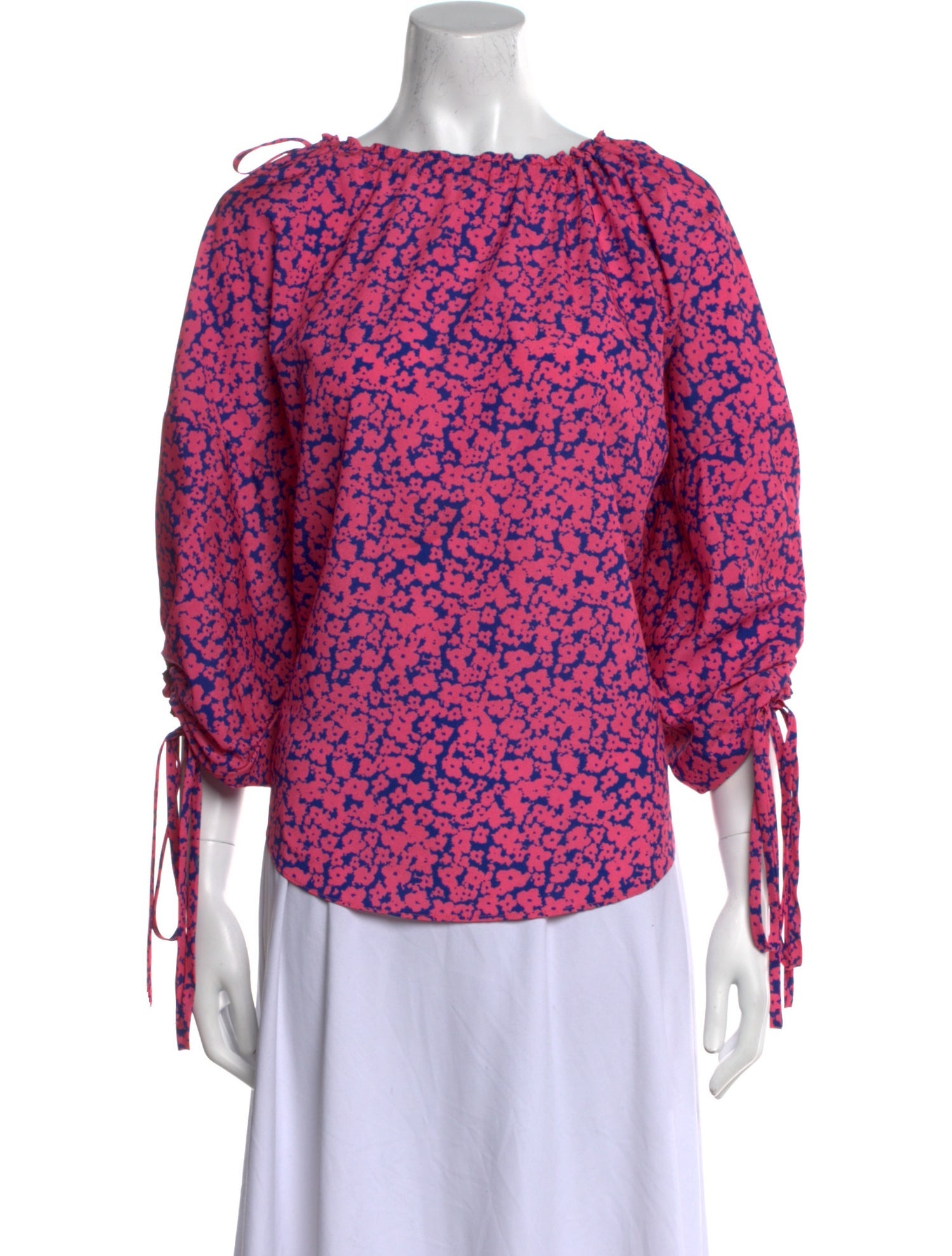 Derek Lam Floral Print Bateau Neckline Blouse