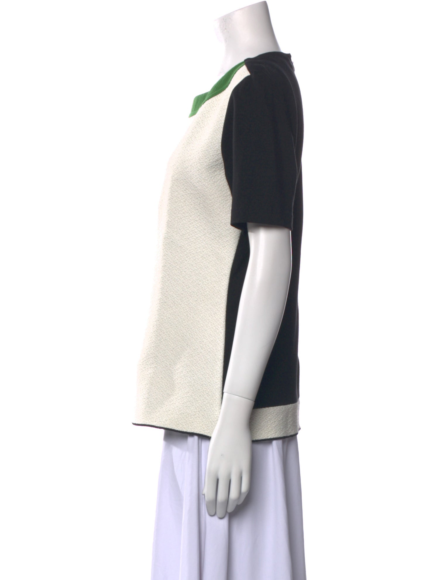 Derek Lam Colorblock Pattern Bateau Neckline T-Shirt