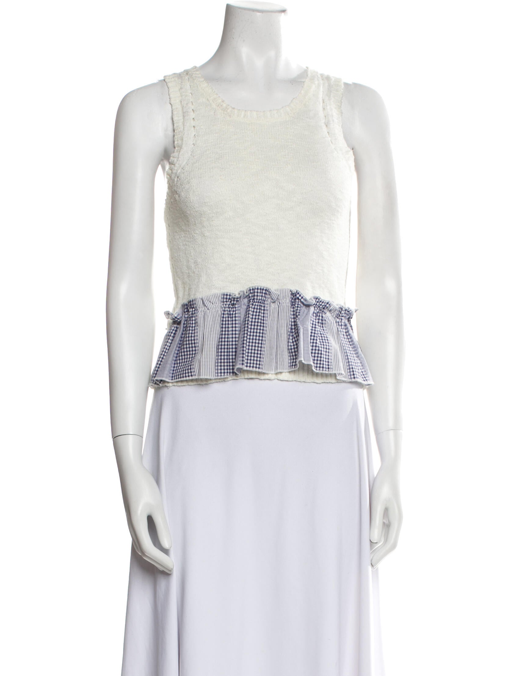 Derek Lam Printed Scoop Neck Crop Top