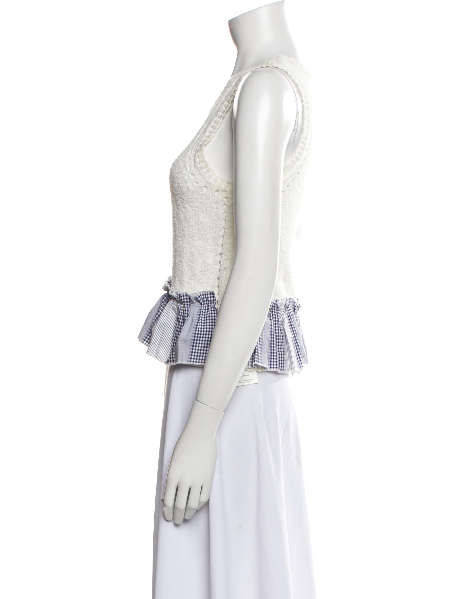 Derek Lam Printed Scoop Neck Crop Top