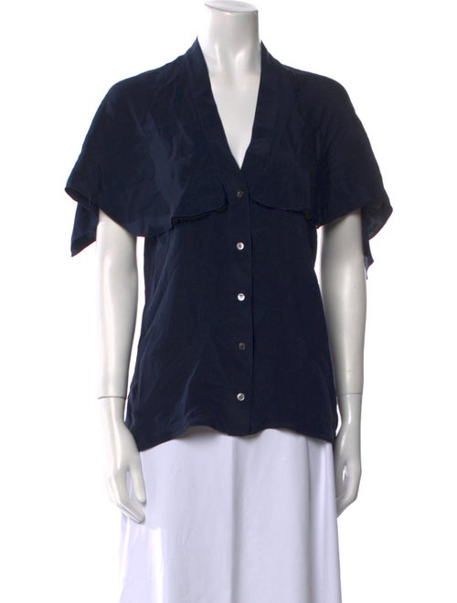 Derek Lam Silk V-Neck Button-Up Top