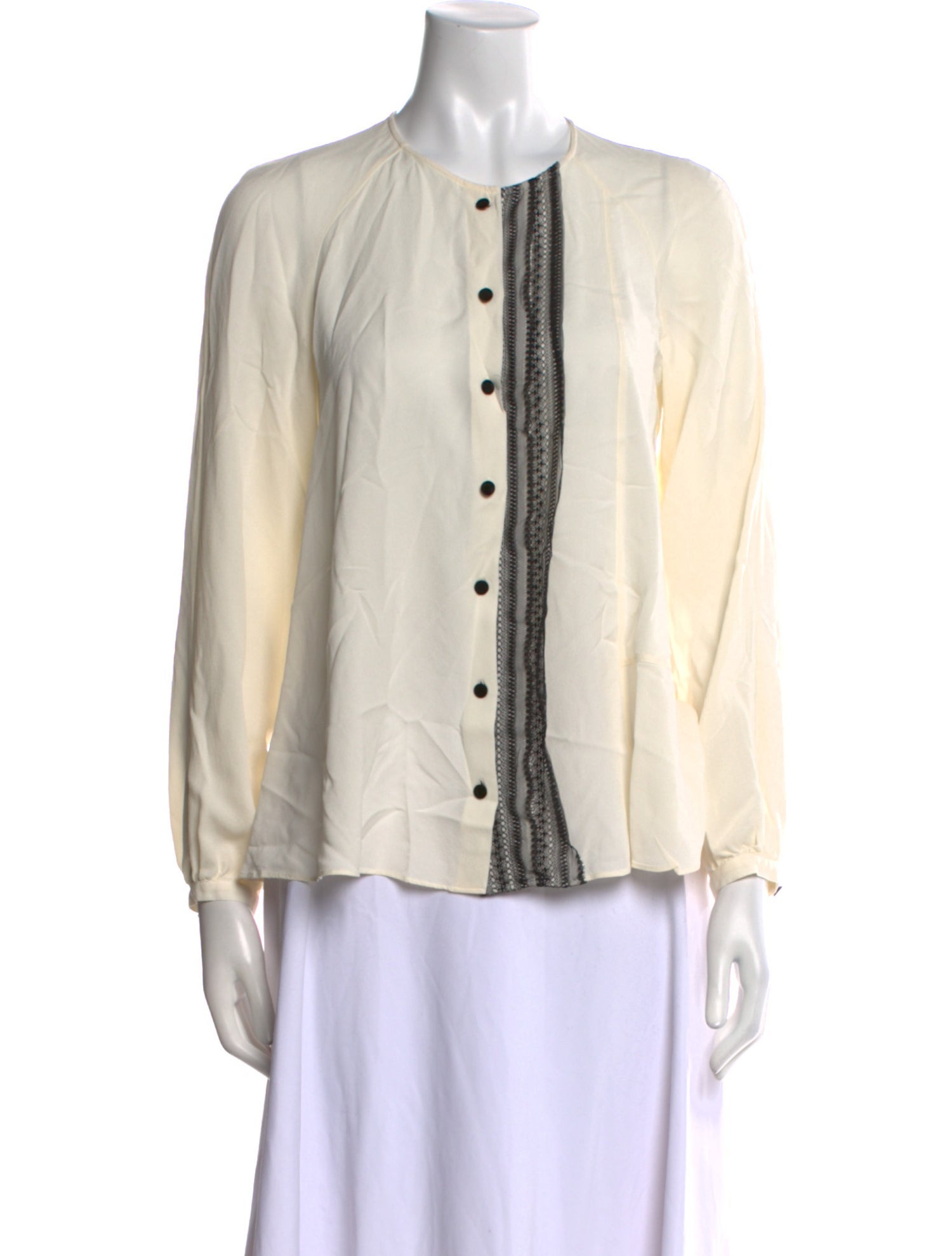 Derek Lam Silk Long Sleeve Button-Up Top