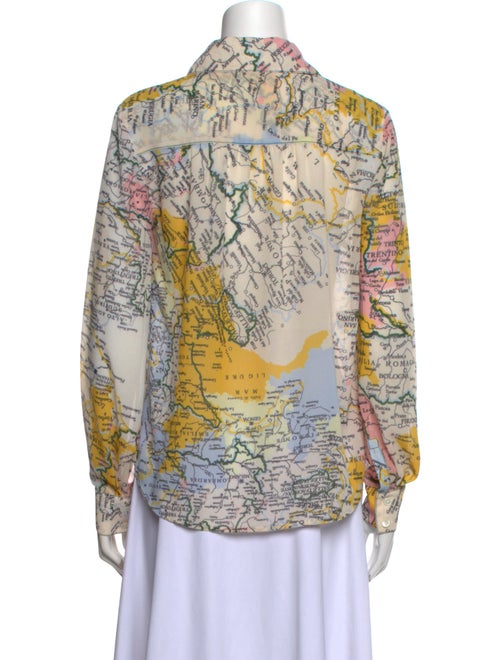 Derek Lam Printed Long Sleeve Button-Up Top