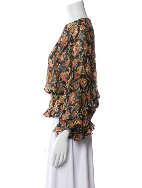 Derek Lam Floral Print Crew Neck Blouse