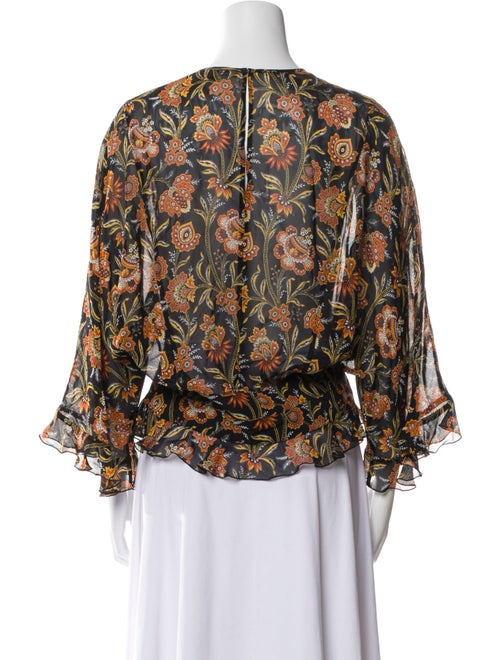 Derek Lam Floral Print Crew Neck Blouse