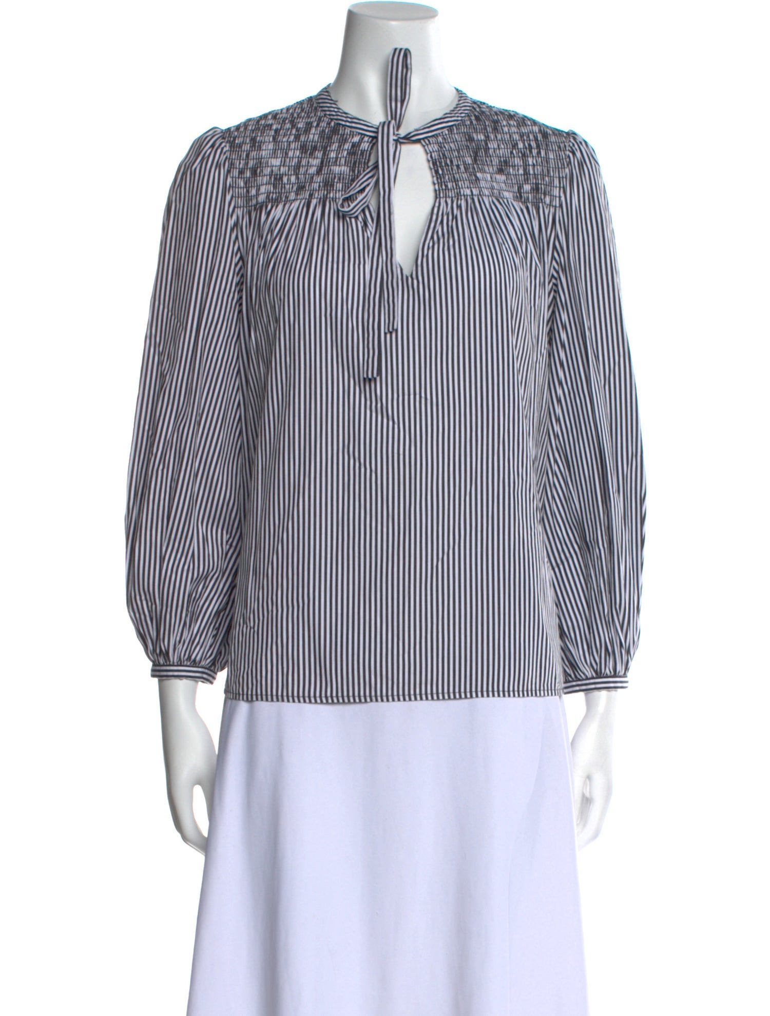 Derek Lam Striped Tie Neck Blouse