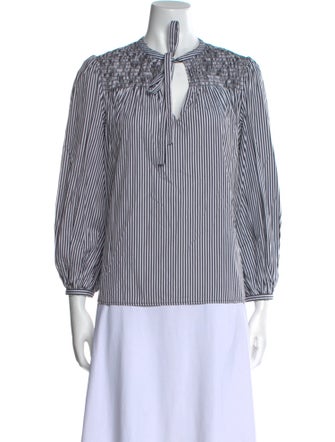 Derek Lam Striped Tie Neck Blouse