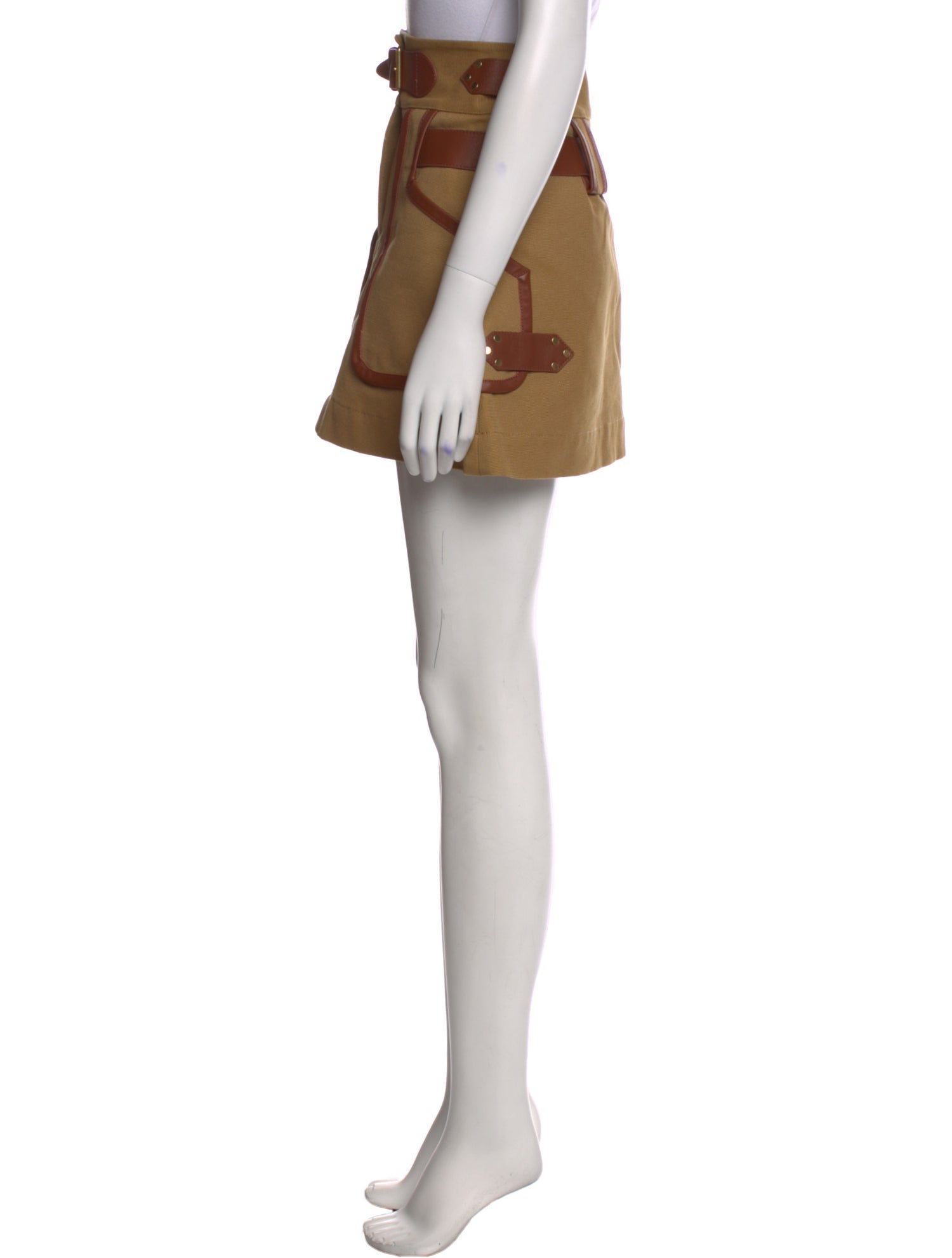 Derek Lam Leather Trim Embellishment Mini Skirt