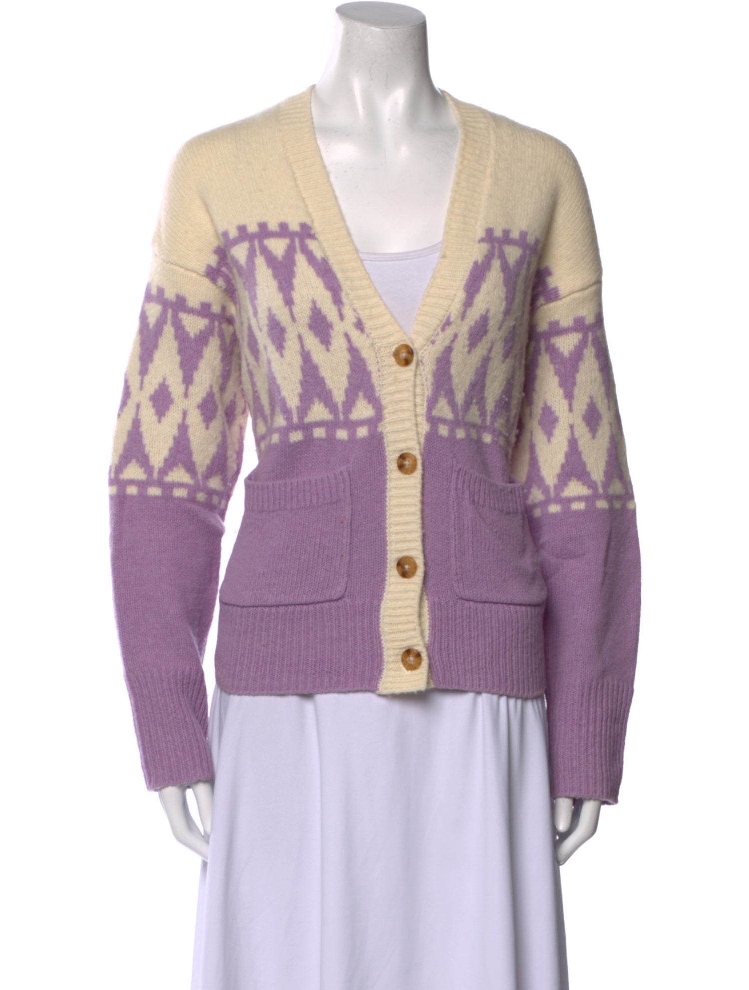 Derek Lam Printed V-Neck Sweater