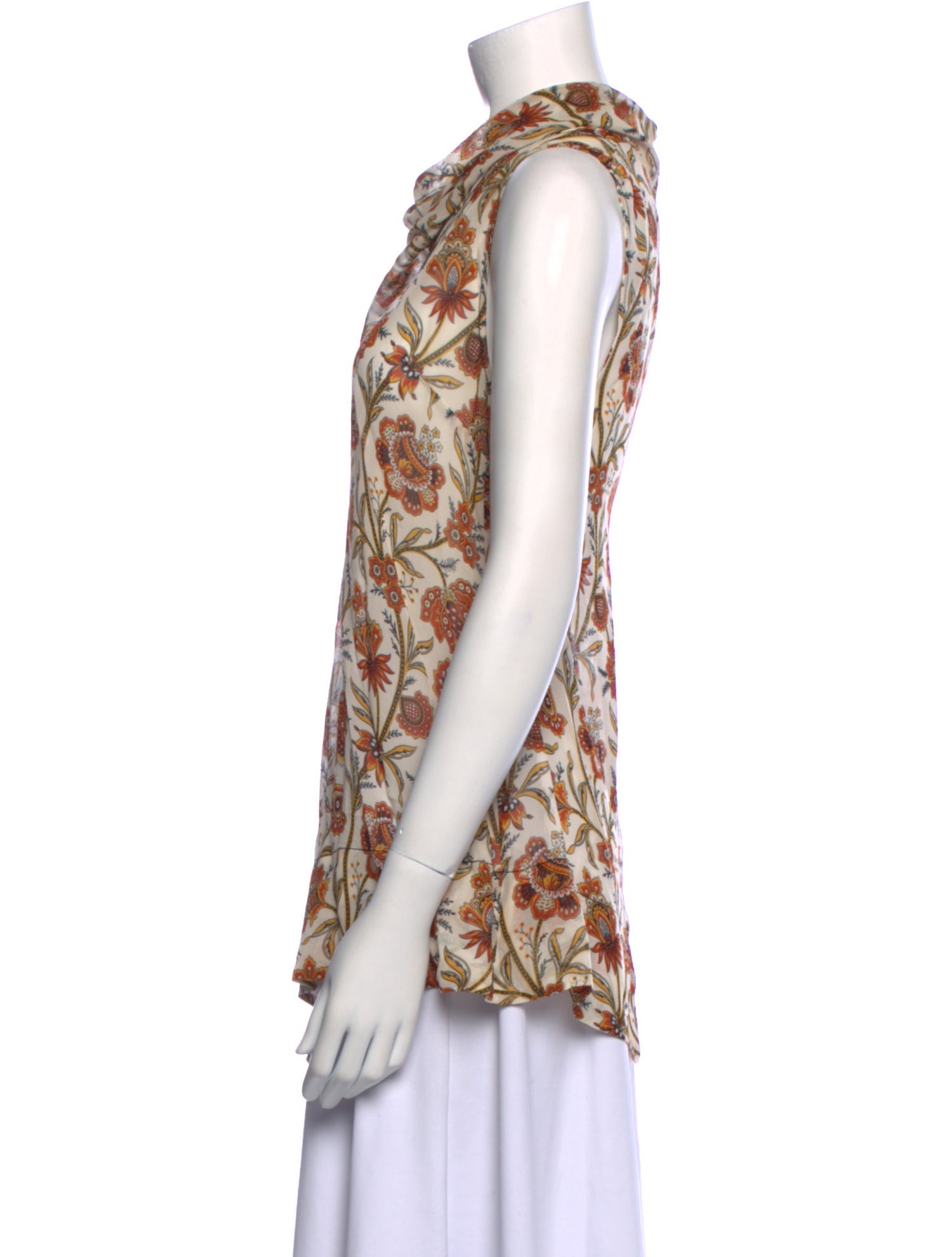 Derek Lam Floral Print Cowl Neck Blouse