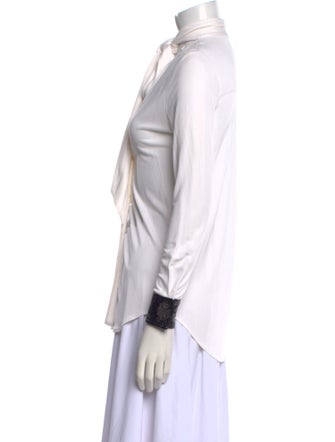 Derek Lam 10 Crosby Mock Neck Long Sleeve Button-Up Top