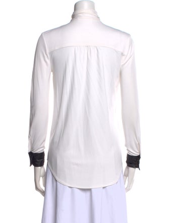 Derek Lam 10 Crosby Mock Neck Long Sleeve Button-Up Top