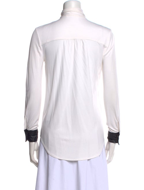 Derek Lam 10 Crosby Mock Neck Long Sleeve Button-Up Top