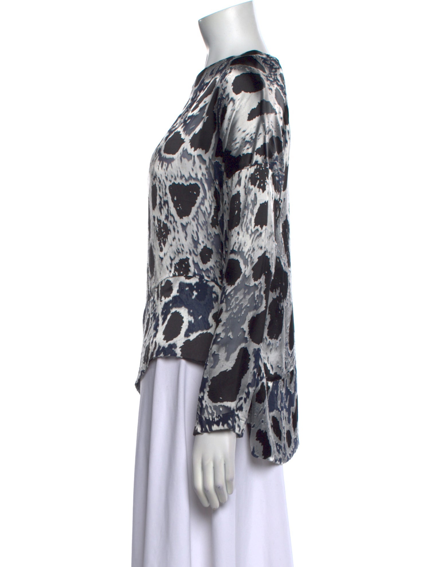 Derek Lam Printed Bateau Neckline Blouse
