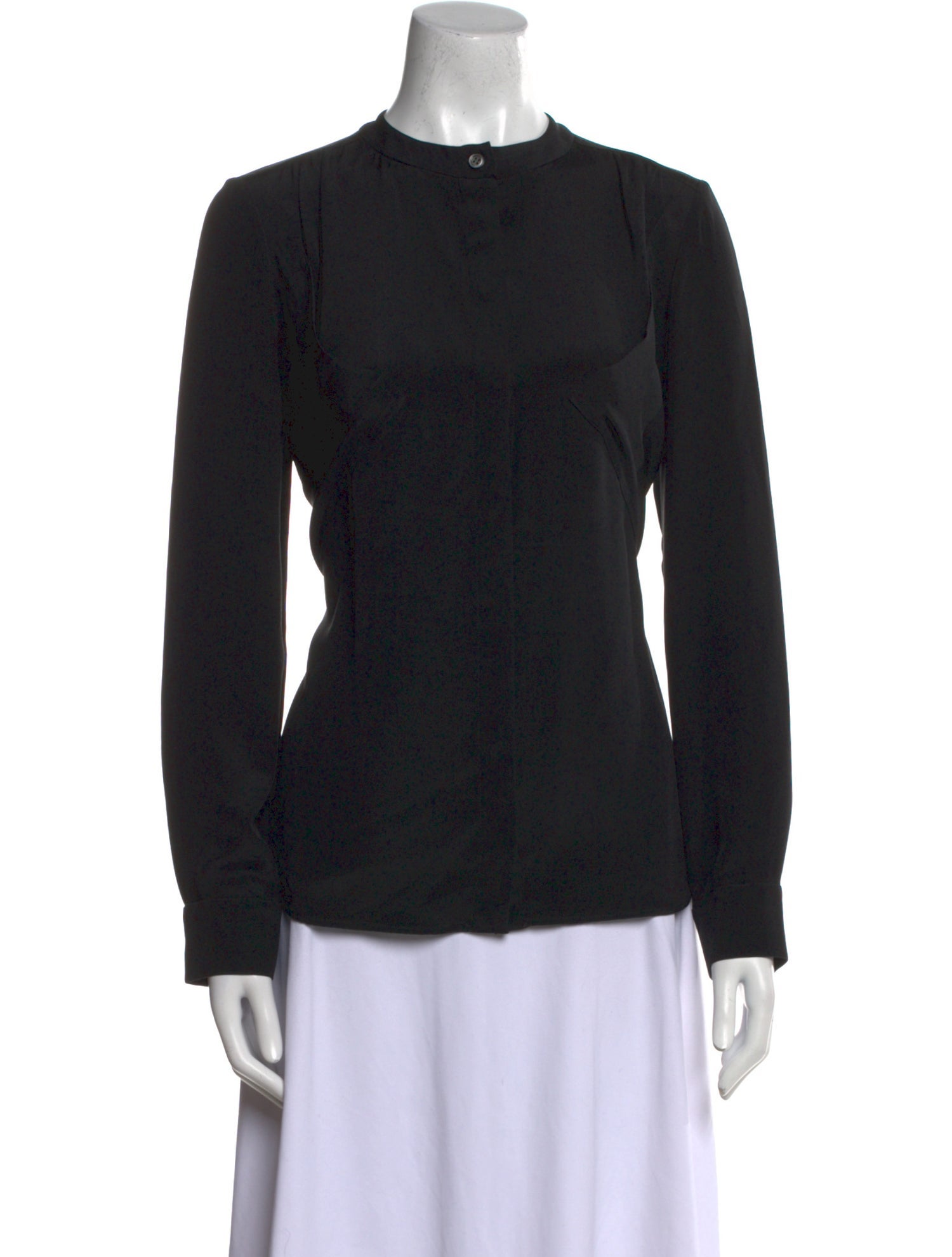 Derek Lam Silk Crew Neck Button-Up Top