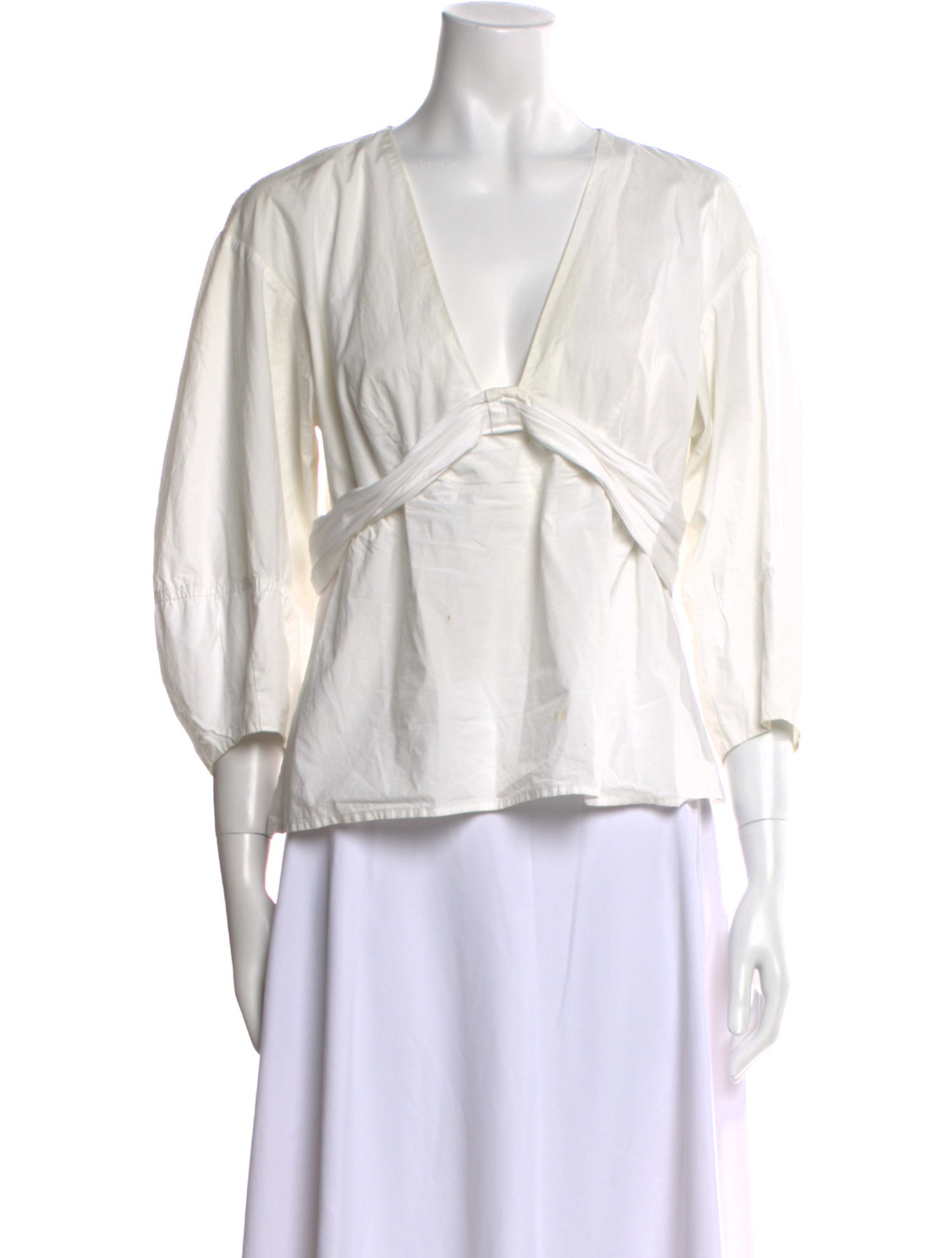 Derek Lam V-Neck Three-Quarter Sleeve Blouse