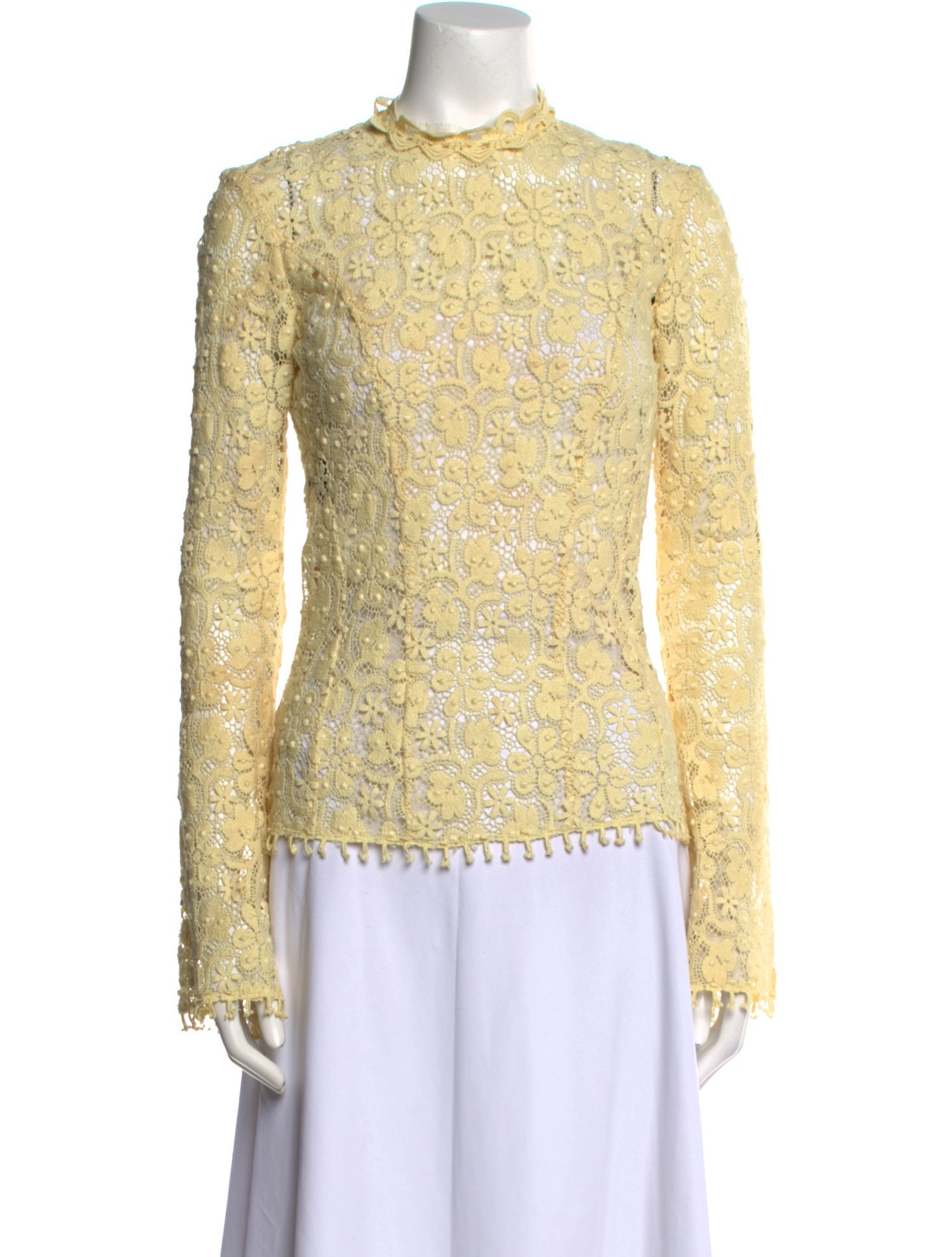 Derek Lam Lace Pattern Mock Neck Blouse