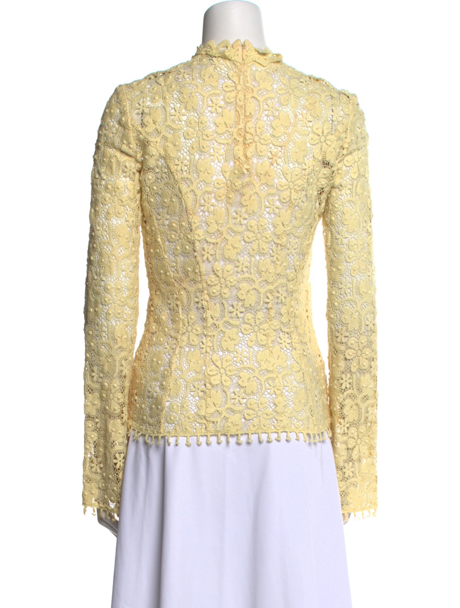 Derek Lam Lace Pattern Mock Neck Blouse