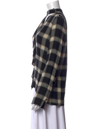 Derek Lam Plaid Print Mock Neck Button-Up Top