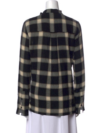Derek Lam Plaid Print Mock Neck Button-Up Top