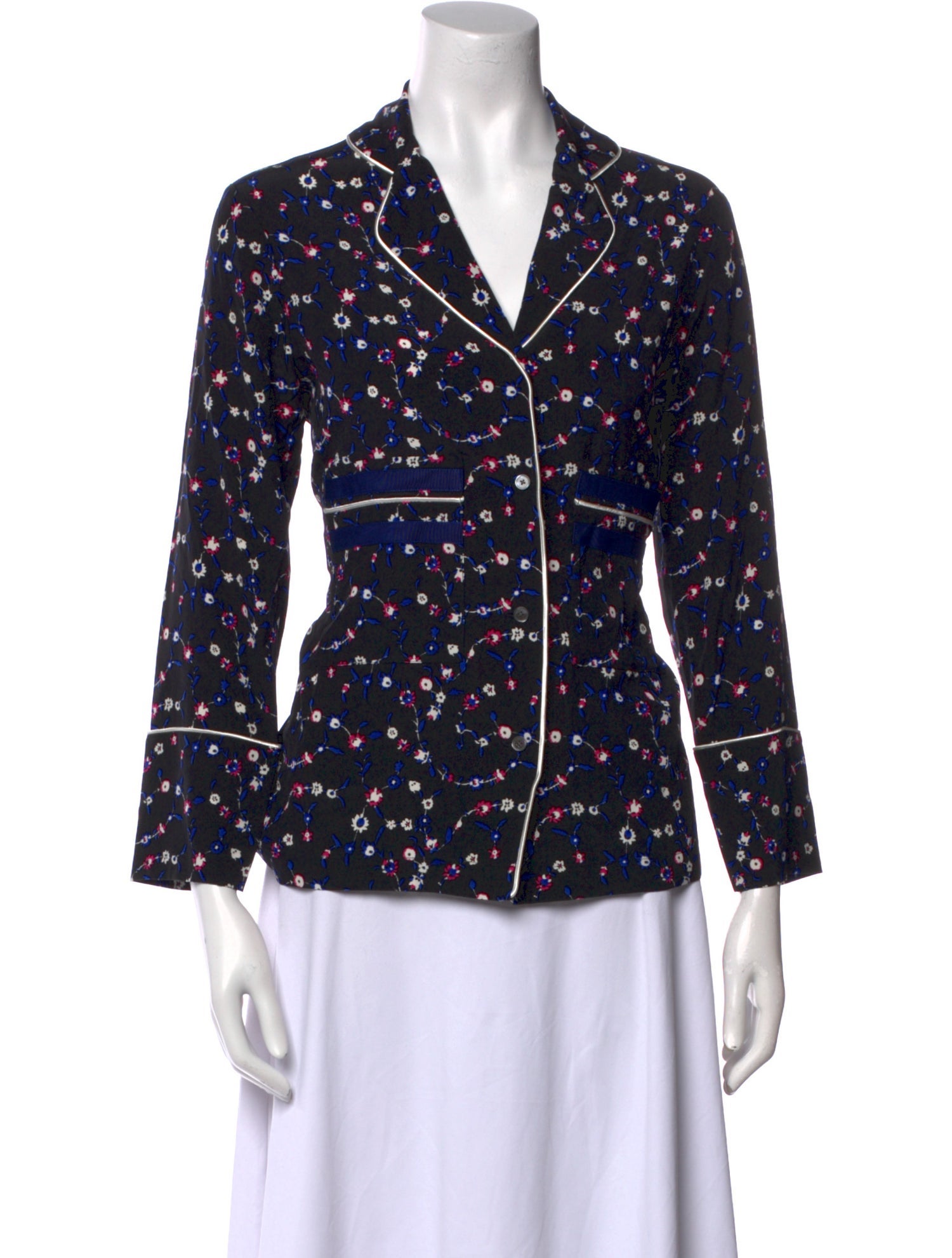 Derek Lam Silk Floral Print Button-Up Top