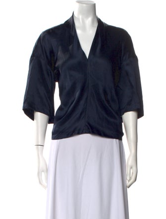 Derek Lam V-Neck Three-Quarter Sleeve Blouse