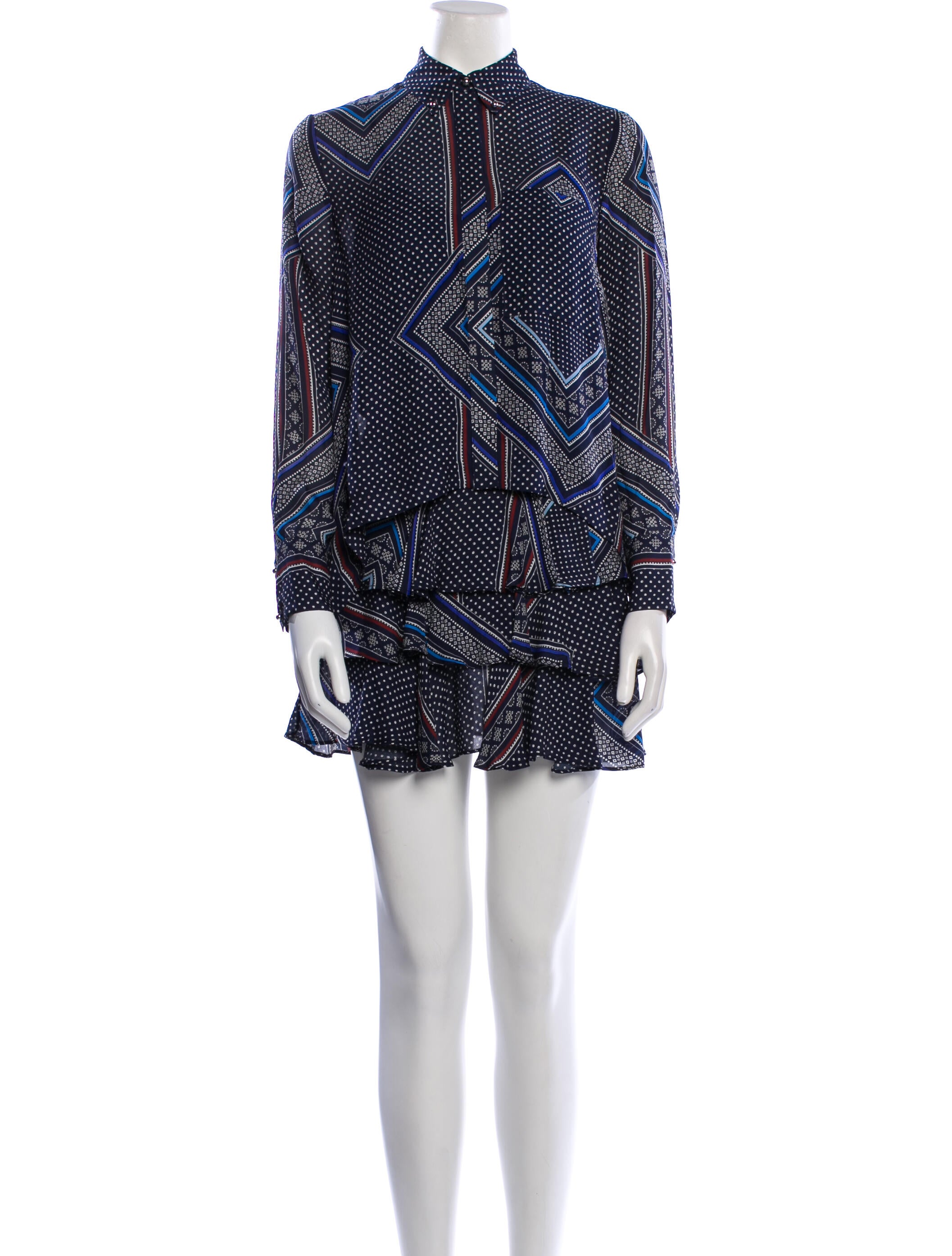 Derek Lam Silk Polka Dot Print Dress Set