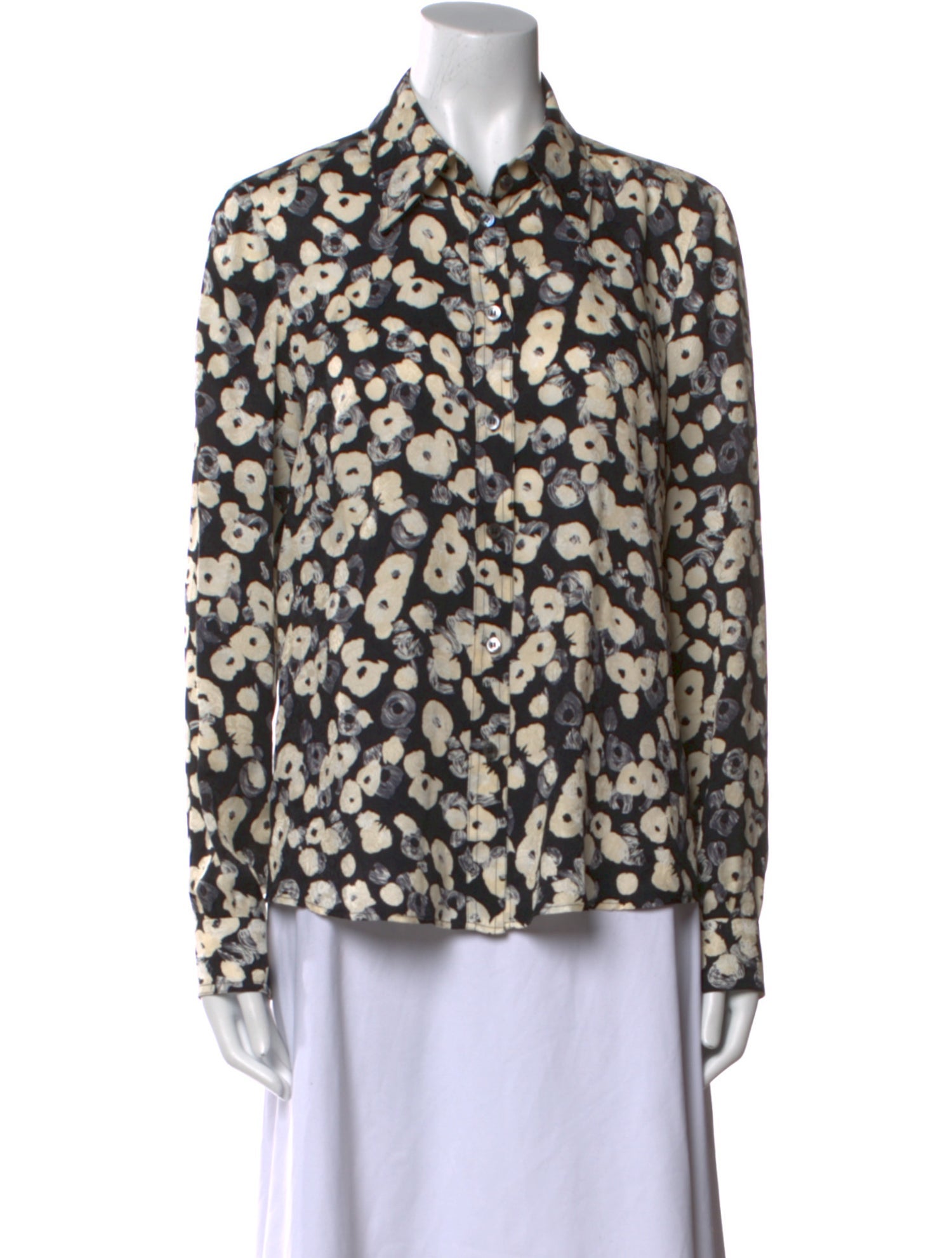 Derek Lam Silk Printed Button-Up Top