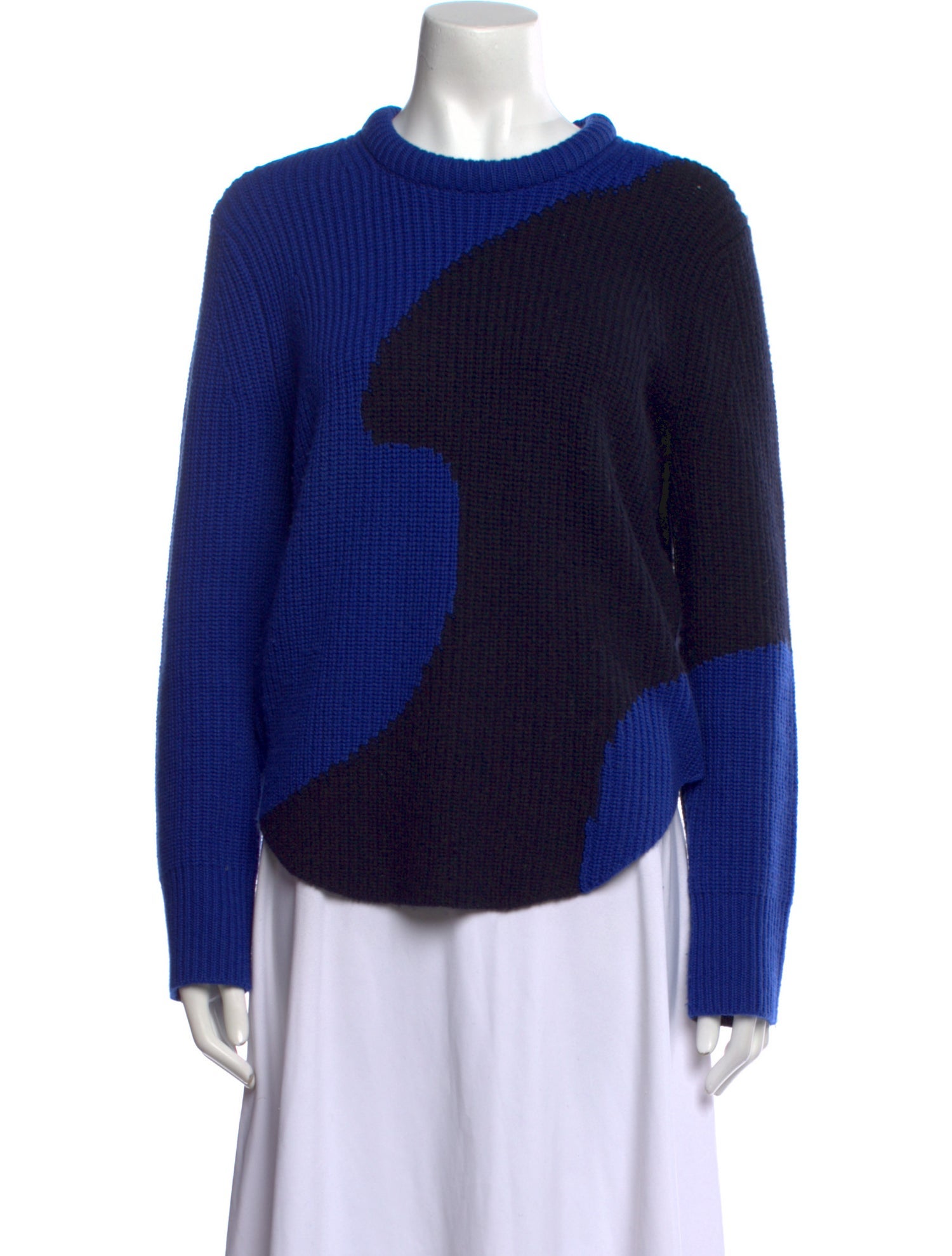 Derek Lam Colorblock Pattern Mock Neck Sweater