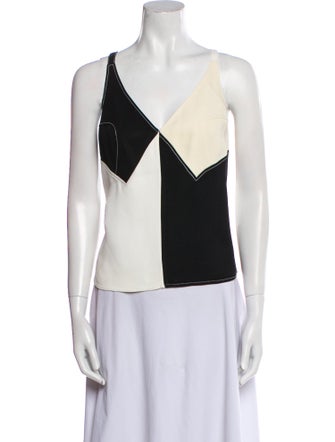 Derek Lam Colorblock Pattern V-Neck Top