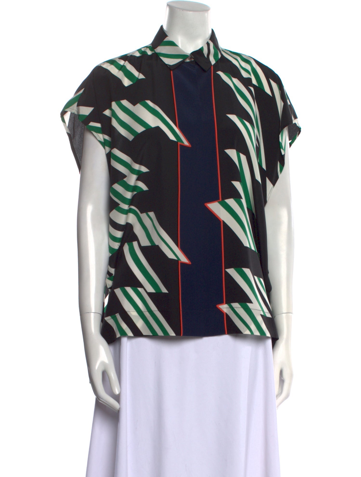 Derek Lam Silk Printed Button-Up Top