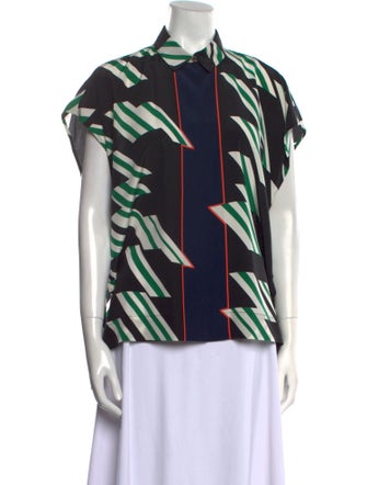 Derek Lam Silk Printed Button-Up Top