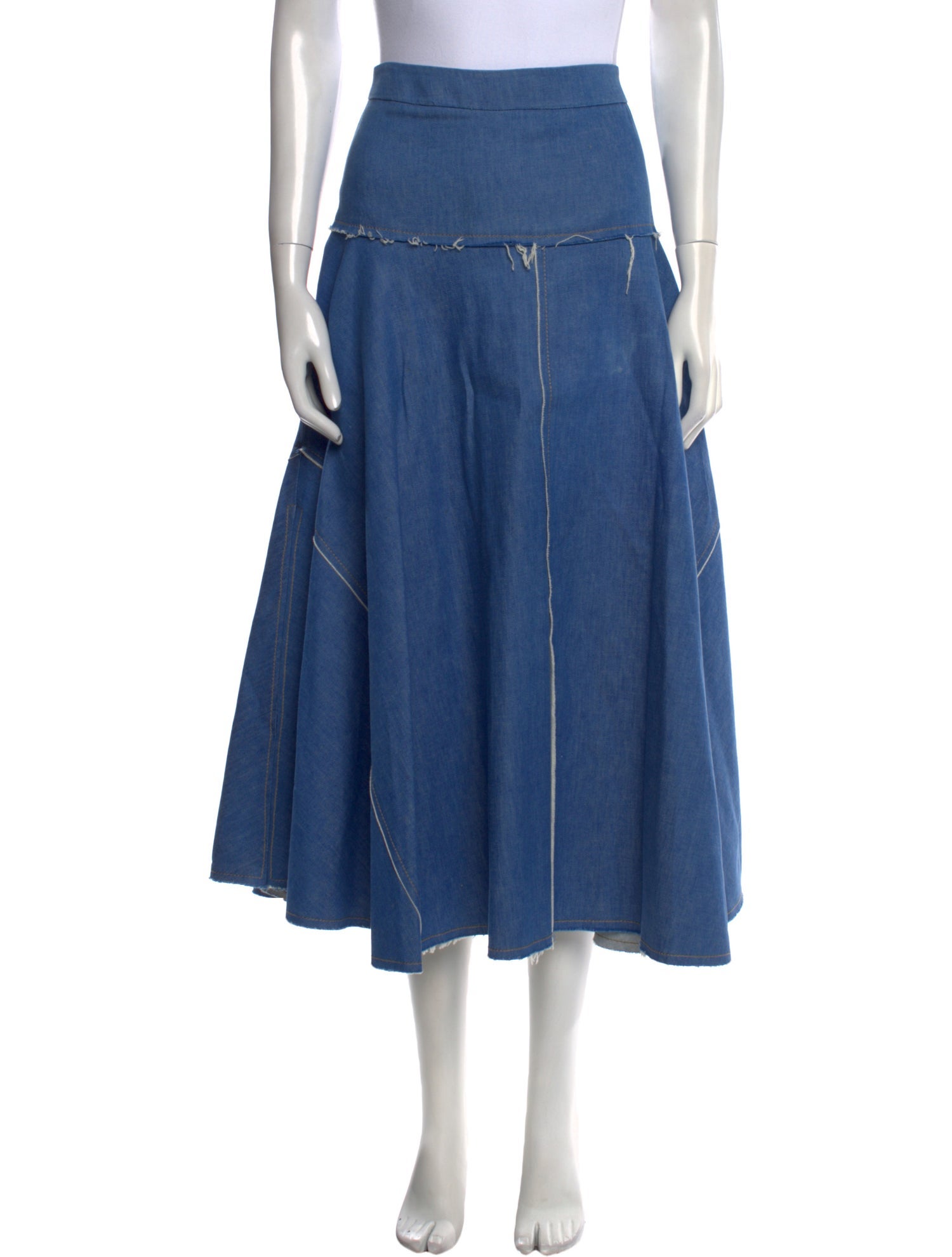 Derek Lam Raw-Edge Trim Midi Length Skirt